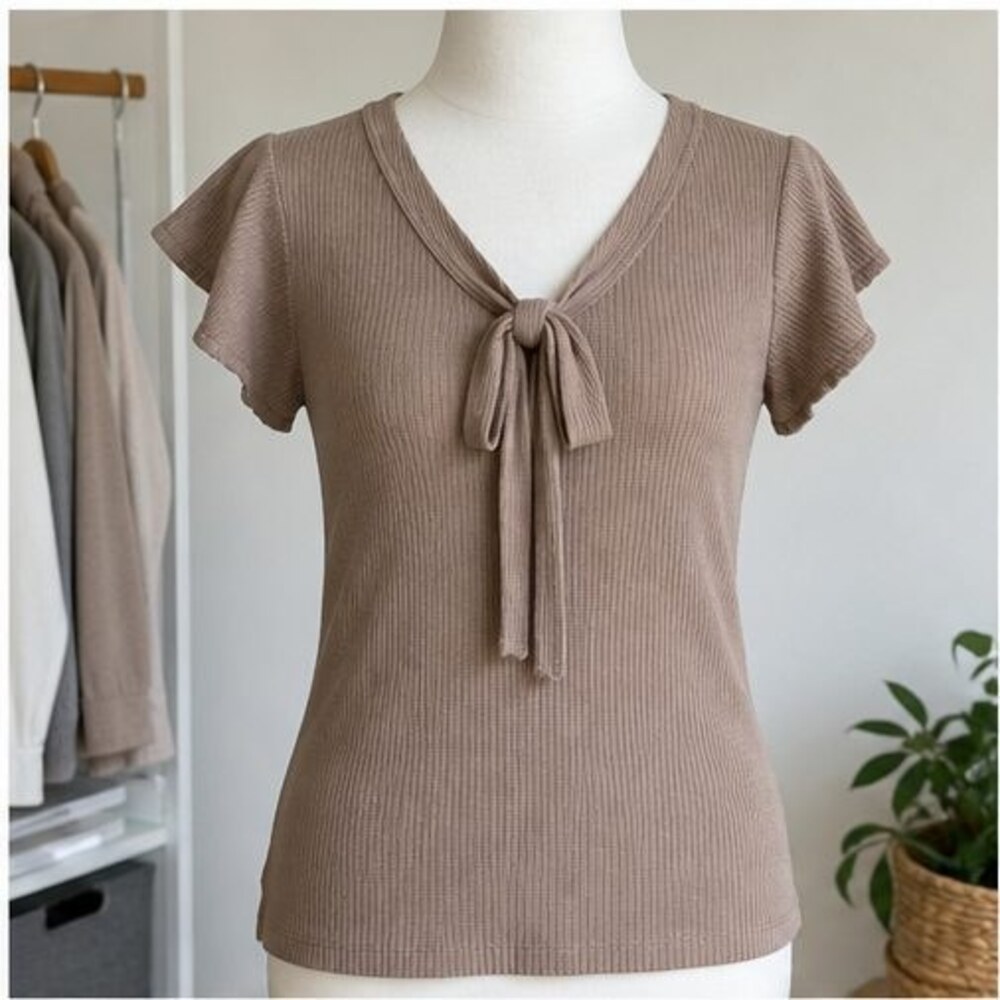 Taupe Pleated Blouse